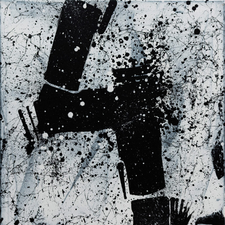 Kunst Weltbevölkerungszähler Acryl/Tusche auf LW, 50x50 cm, Paul Raas